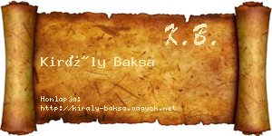 Király Baksa névjegykártya
